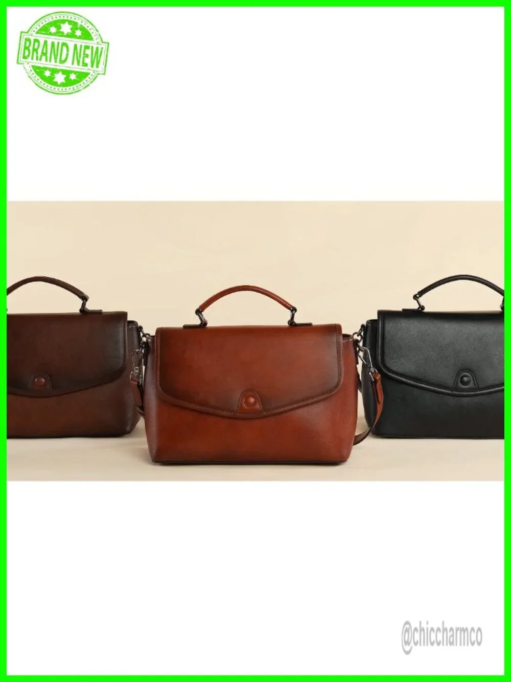 Genuine Leather Crossbody Satchel Handbag Flap Shoulder Bag Top Handle